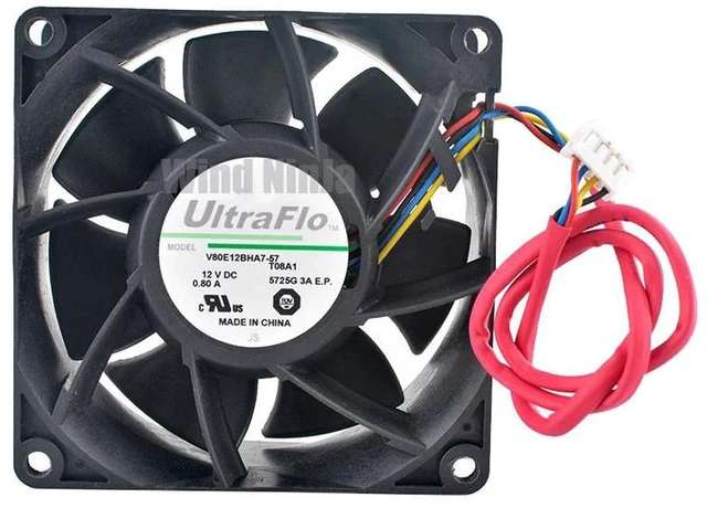 Main image of V80E12BHA757 80x80x38mm DC 12V 0.80A 4Pin Axial Cooling Fan, 80mm High Airflow Brushless Replacement Fan for Server Power Supply, Industrial Cabinet, Chassis, Electronic Equipment Heat Dissipation