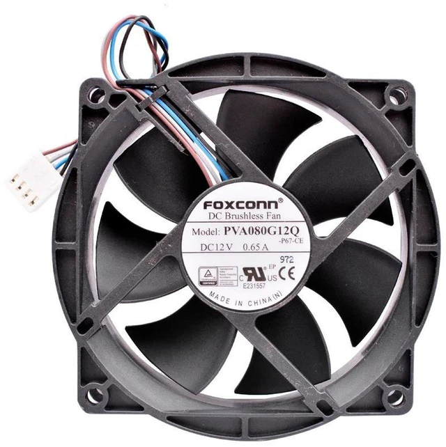 Main image of PVA080G12Q 80x80x25mm DC 12V 0.65A 4Wire 4Pin PWM Axial Cooling Fan, 80mm 8025 Brushless Replacement Fan for CPU Cooler, PC Case, Desktop Computer Heat Dissipation Ventilation Fan