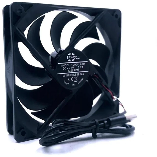 Main image of 120mm 120x120x25mm DC 5V USB Brushless Cooling Fan Replacement for 12025S, 12CM 1200RPM USBPowered Axial Fan for DIY Case, Small Equipment Heat Dissipation