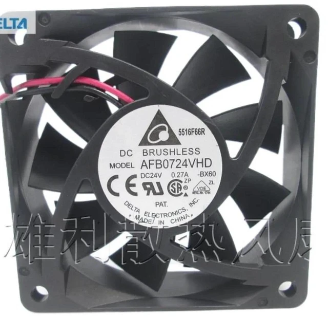 Main image of AFB0724VHD DualBall Bearing DC Brushless Cooling Fan, 70×70×20mm 7CM DC 24V 0.27A High Durability Replacement Fan for Inverter, Industrial Power Supply, Control Cabinet Heat Dissipation