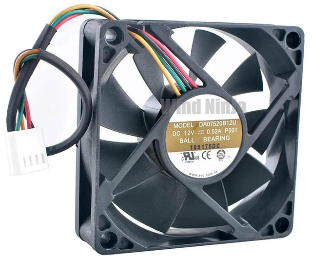 Main image of DA07520B12U 7520 PWM Cooling Fan, 75×75×20mm 7.5CM DC 12V 0.52A 4Pin DualBall Bearing Replacement Fan for Computer Case, CPU Cooler, Desktop Workstation Internal Heat Dissipation