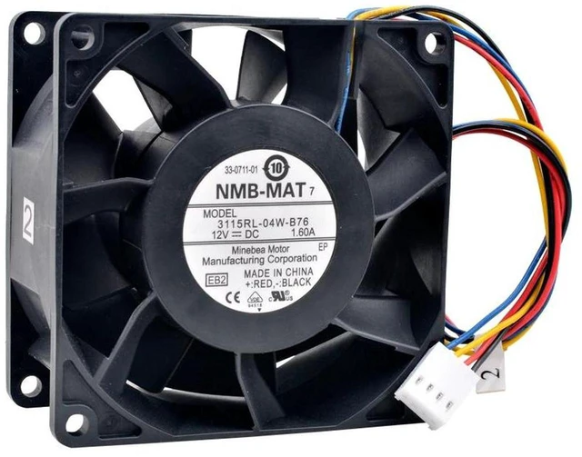 Main image of 3115RL04WB76 HighSpeed 80mm Cooling Fan, 80×80×38mm 8CM DC 12V 1.60A 4Wire PWM Speed Control Replacement Fan for Server Chassis, Industrial Cabinet, HighPower Equipment Heat Dissipation