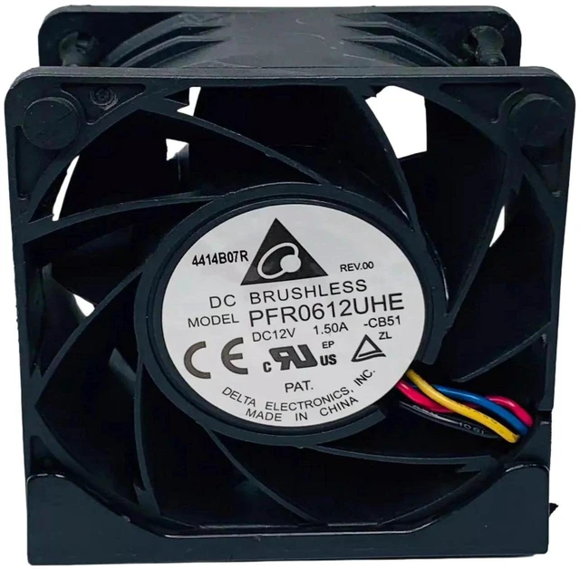 Main image of PFR0612UHE HighSpeed Server Cooling Fan, 60×60×38mm 6038 DC 12V 1.5A 4Wire PWM DualBall Bearing Replacement Fan for Server Chassis, Industrial Cabinet, HighPower Equipment Heat Dissipation