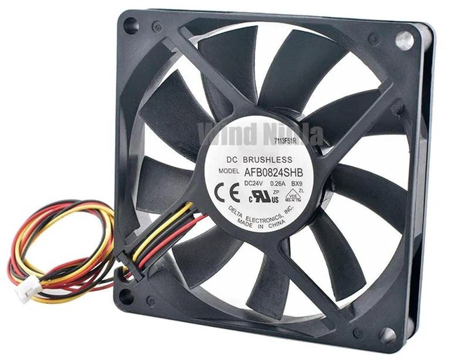 Main image of AFB0824SHB 80mm 80x80x15mm DC24V 0.26A Dual Ball Bearing Cooling Fan, 4000RPM HighSpeed 8CM Slim Axial Replacement Fan, Ventilation Fan for Inverter, Industrial Drives and Computer Hardware