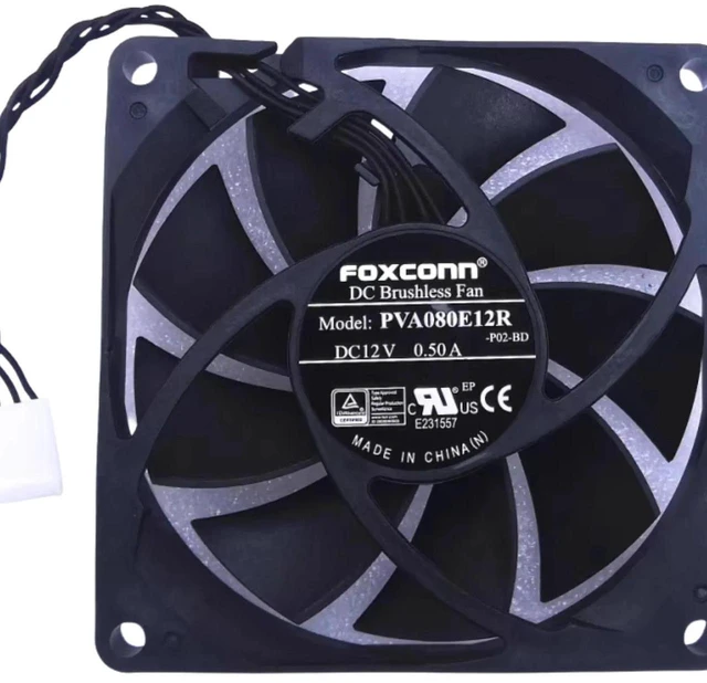 Main image of 80mm PWM Cooling Fan Replacement, 8015 8CM UltraThin Single Ball Bearing Fan Compatible with PVA080E12R, DC12V 0.5A for Chassis, Industrial Equipment and Server Internal Heat Dissipation