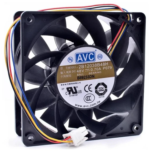 Alt view image 2 of 2 - 12038 High Airflow Server Cooling Fan Replacement for 2B12038B48H, 120mm 12cm 120×120×38mm DC 48V 0.70A 4Wire PWM Fan for Server Chassis, Industrial Cabinet & Network Equipment Heat Dissipation