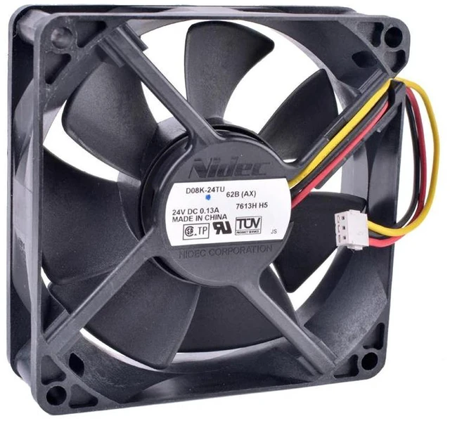 Alt view image 2 of 2 - 8025 Axial Cooling Fan Replacement for D08K24TU 62B(AX), 80mm 8cm 80×80×25mm DC 24V 0.13A Fan, Replacement Vent Fan for Inverter, Industrial Drive and Server Equipment Heat Dissipation