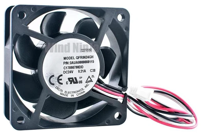 Alt view image 2 of 2 - 6025 Dual Ball Bearing Inverter Cooling Fan Replacement for QFR0624GH 3AUA0000088115 C17090790DD, 60mm 60×60×25mm DC 24V 0.21A Fan for Industrial Inverter & Drive Equipment Heat Dissipation