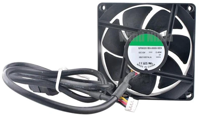 Main image of 8025 Waterproof Dual Ball Bearing Cooling Fan Replacement for GF80251B30000SE9, 80mm 80×80×25mm DC 12V 2.40W 4Pin Fan, WaterResistant Fan for Server Power System Equipment Heat Dissipation