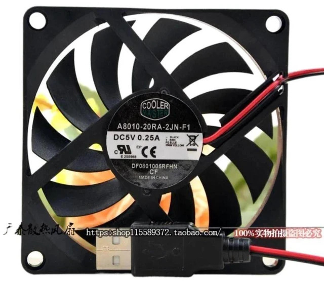 Main image of A801020RA2JNF1 80x80x10mm UltraThin Silent Cooling Fan, DC 5V 0.25A 8010 Brushless Replacement Fan for Cooler Master 8010 CPU Cooler, Small Case and Compact Electronic Equipment Heat Dissipation