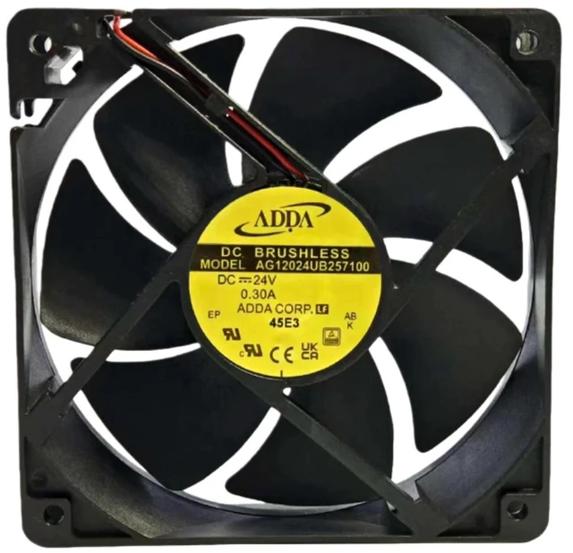 Alt view image 2 of 2 - AG12024UB257100 120x120x25mm DC 24V Inverter Cooling Fan, 0.30A 3600RPM 106CFM Dual Ball Bearing 12025 Brushless Axial Fan for Inverter, Industrial Cabinet & Power Equipment Heat Dissipation