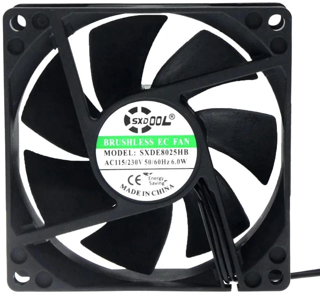 Alt view image 2 of 2 - 80x80x25mm EC Axial Cooling Fan, 80mm 8CM HighSpeed HighAirflow Fan, AC 115V230V 50/60Hz 3000RPM 36.5CFM Industrial Replacement Fan for Cabinet, Chassis & Ventilation Equipment