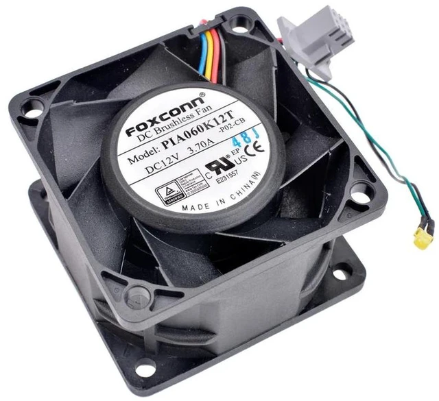 Alt view image 2 of 2 - PIA060K12T 60x60x38mm 6038 HighAirflow Cooling Fan, DC12V 3.70A 60mm 6CM 4Pin PWM Dual Ball Bearing Axial Replacement Fan for Server Chassis and Custom Retrofit Cooling Projects