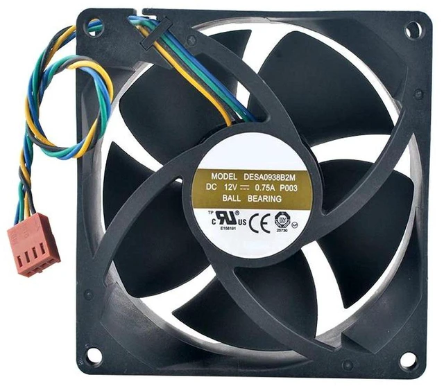 Main image of 2Pack 92x92x38mm 92mm HighSpeed Chassis Cooling Fan Replacement for DESA0938B2M, DC 12V 0.75A 4Pin PWM Dual Ball Bearing Fan, 9.2CM Workstation Case Internal Heat Dissipation Spare Part