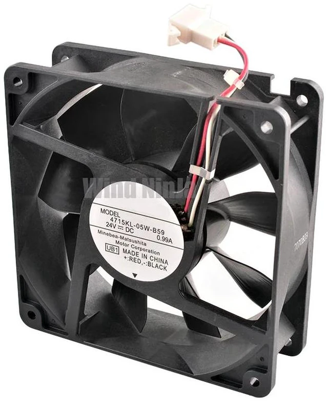 Alt view image 2 of 2 - 120x120x38mm 120mm 12CM HighSpeed Dual Ball Bearing Axial Fan Replacement for 4715KL05WB59, DC 24V 0.99A, Server Inverter Industrial Equipment Heat Dissipation Repair Spare Part