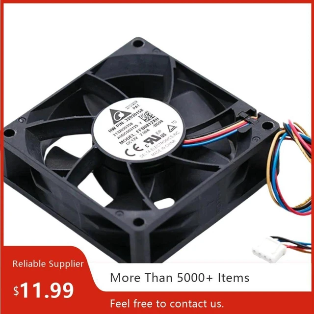 Main image of 80mm PWM Cooling Fan FFB0812XH, 80x80x25mm 12V 2A Dual Ball Bearing High Speed DC Brushless Case Fan, Replacement Ventilation Fan for Server, Chassis, Power Supply, Industrial Equipment Heat Dissipati