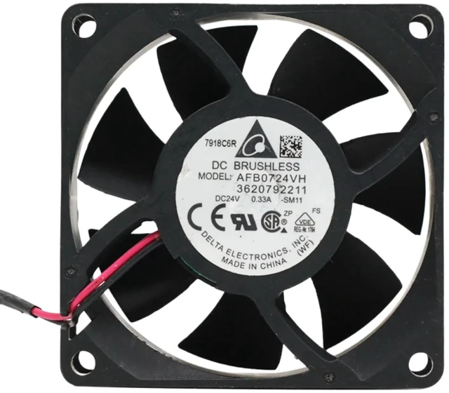 Alt view image 2 of 2 - 70x70x25mm Industrial Cooling Fan AFB0724VH, DC 24V 0.33A Dual Ball Bearing 5500RPM 52CFM Axial Fan, Replacement Vent Fan for Inverter, Industrial Cabinet, Power Equipment Heat Dissipation