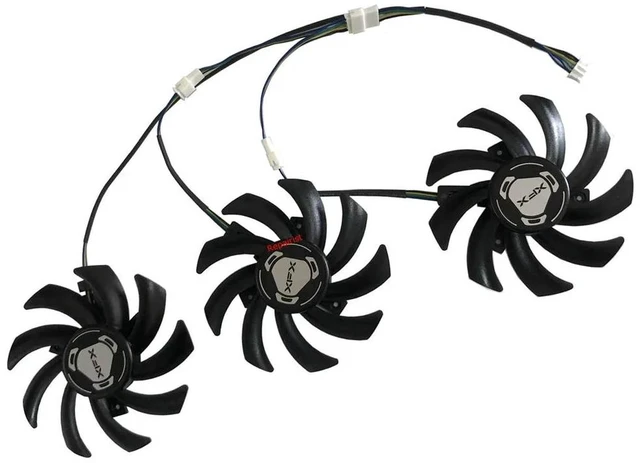 Alt view image 2 of 2 - 3Piece GPU Cooling Fan Set FDC10H12S9C, 85mm VGA Replacement Cooler Fan, DC12V 4Pin PWM Graphics Card Fan Compatible with Sapphire R9 290 TriX OC Video Card for GPU Heat Dissipation Repair