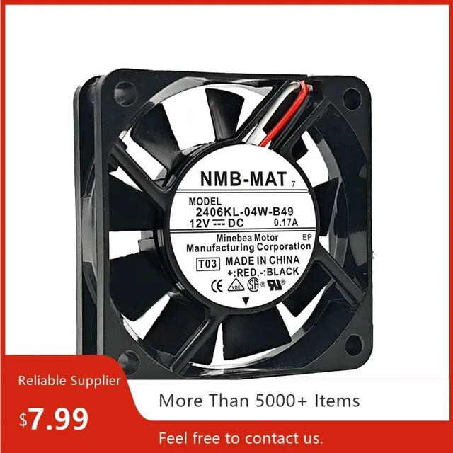 Alt view image 2 of 2 - 60x60x15mm 6015 DC Axial Cooling Fan 2406KL04WB49, DC 12V 0.17A Dual Ball Bearing 4500RPM HighSpeed Replacement Fan for Inverter, Power Supply, Industrial Equipment Heat Dissipation