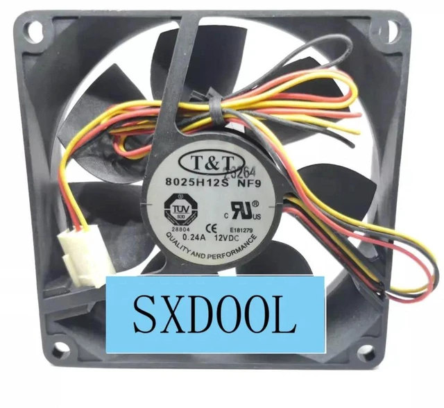 Main image of 80x80x25mm 8025 UltraQuiet Chassis Cooling Fan T&T 8025H12S, DC 12V 0.24A 3Wire CPI Tachometer 8cm PC Case Replacement Fan for Desktop Chassis & Power Supply Heat Dissipation