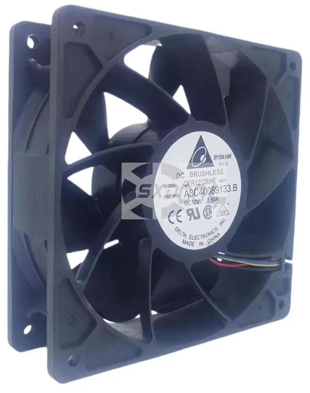 Alt view image 2 of 2 - 120x120x38mm 120mm HighSpeed Axial Cooling Fan for QFR1212EHE, 12CM DC 12V 1.5A 4000RPM 4Pin PWM Replacement Fan for Server Cabinet, Industrial Equipment Heat Dissipation