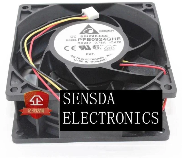 Main image of PFB0924GHE 92x92x38mm 92mm HighSpeed Axial Cooling Fan, DC 24V 0.76A 3Wire Tachometer Replacement Fan for Server Cabinet, Industrial Control Equipment Heat Dissipation