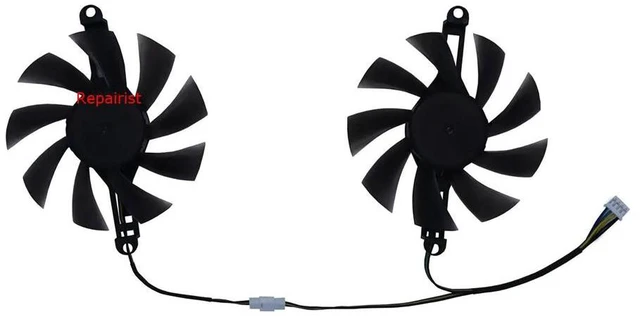 Alt view image 2 of 2 - 2PiecesSet GPU Cooling Fan FL8015 12VB FL801512VB, VGA Graphics Card Replacement Cooler Fan for AMD RX 6600M 8GB & RX 580 8GB GDDR5 Video Card, DC12V 4Pin PWM Cooling Fan