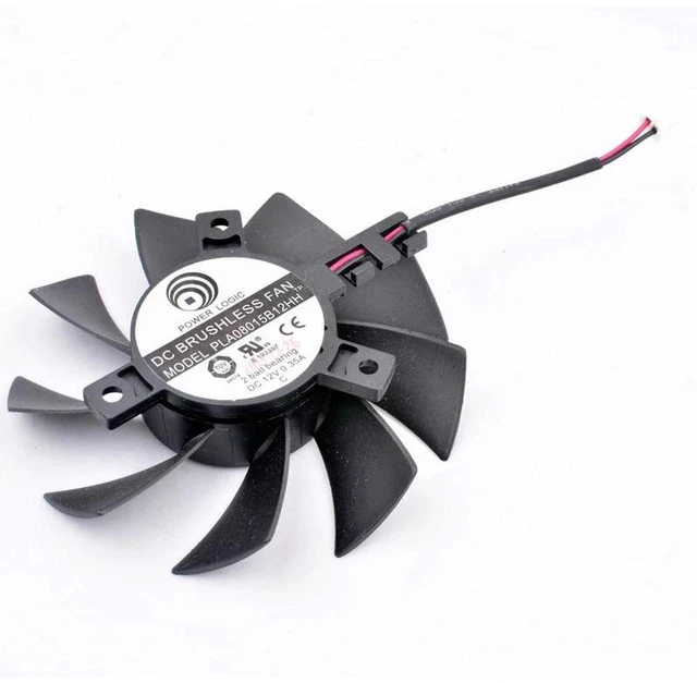 Alt view image 2 of 2 - PLA08015B12HH VGA GPU Graphics Card Cooling Fan, 75mm Diameter 40mm Hole Spacing, DC12V 0.35A 2Wire 2Pin Dual Ball Bearing Replacement Cooler Fan for Video Card Heat Dissipation