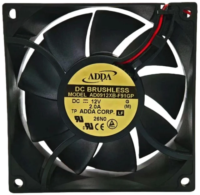 Alt view image 2 of 2 - 92x92x38mm 9238 HighSpeed Industrial Axial Cooling Fan for AD0912XBF91GP, DC12V 2.00A 5400RPM 135CFM Dual Ball Bearing Replacement Fan for Server Cabinet and HighPower Industrial Equipment Heat