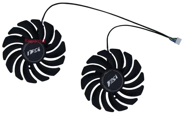 Alt view image 2 of 2 - 2Pack PLD09210B12HH GPU Cooling Fan, Replacement Graphics Card Fan for MSI GTX 1650, GTX 1660, GTX 1660Ti X, GTX 1660 Ventus XS, 4Pin PWM Video Card Cooler Fan for Graphics Card Repair & Heat