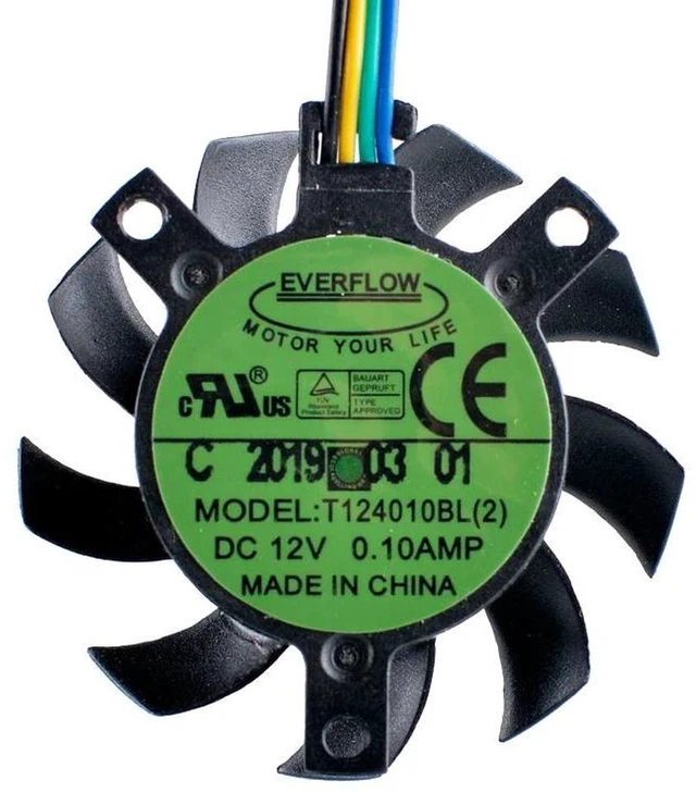 Main image of 2Pack T124010BL Industrial CPU Cooling Fan, 37mm Diameter 30x30x23mm Mount Hole Spacing, 12V DC 0.10A 4Pin Dual Ball Bearing Fan, Replacement Cooler for Industrial Computer CPU Heat Dissipation Repa