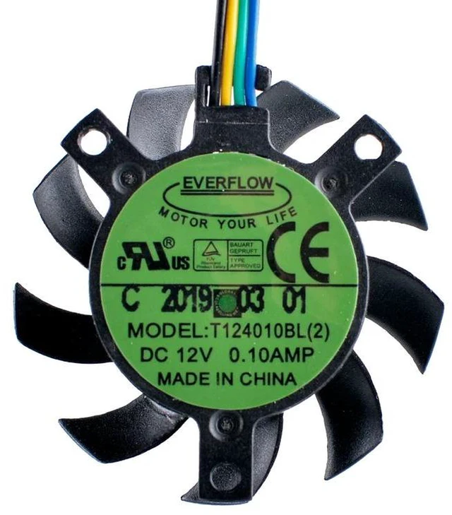 Alt view image 2 of 2 - 2Pack T124010BL Industrial CPU Cooling Fan, 37mm Diameter 30x30x23mm Mount Hole Spacing, 12V DC 0.10A 4Pin Dual Ball Bearing Fan, Replacement Cooler for Industrial Computer CPU Heat Dissipation Repa