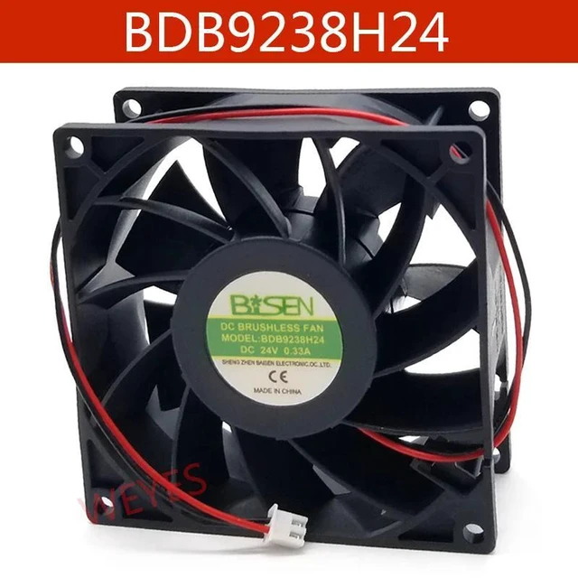 Alt view image 2 of 2 - BDB9238H24 92×92×38mm Axial Flow Industrial Cooling Fan, DC24V 0.33A 2Wire Chassis Fan, Replacement Brushless Fan for Industrial Cabinet & Equipment Heat Dissipation Repair Part