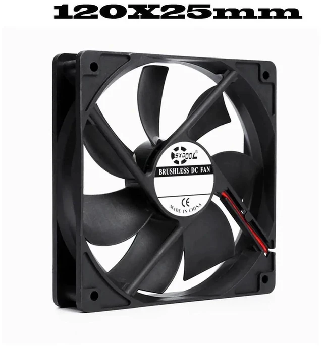 Alt view image 2 of 2 - 12025 120x120x25mm DC12V Axial Brushless Cooling Fan Silent Design 2-Pin Sliding Bearing Low Noise Fan for Electronic Housing Case Equipment Heat Dissipation Replacement