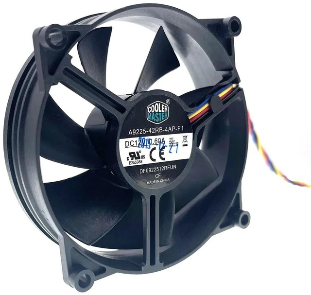 Alt view image 2 of 2 - A9225-42RB-4AP-F1 DF0922512RFUN CPU Cooler PWM Cooling Fan, 92mm x 92mm x 25mm High Speed 12V 0.60A 3800RPM 90mm Computer Case CPU Replacement Cooling Fan