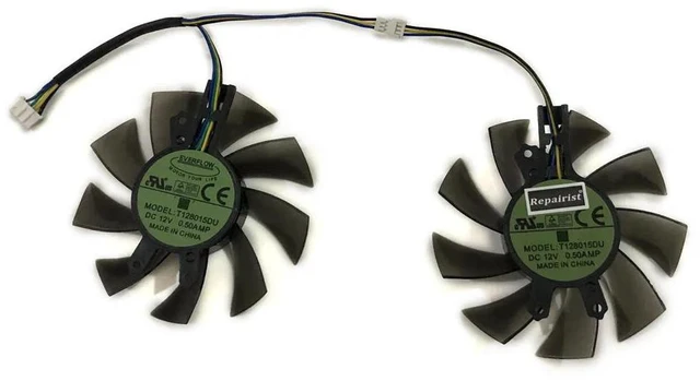 Alt view image 2 of 2 - 2Pcs T128015DU GPU Cooling Fan Set, Graphics Card Cooler Replacement for P106-100 6GB Video Card, DC 12V 82mm 4Pin PWM Graphics Card Heat Dissipation Fan