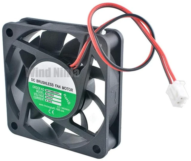 Alt view image 2 of 2 - 10Pcs 60x60x15mm 6015 60mm 6CM Axial Cooling Fan, DC 24V 0.09A 2-Pin Replacement Fan for Frequency Inverter, Constant Current Transformer and Power Supply Heat Dissipation