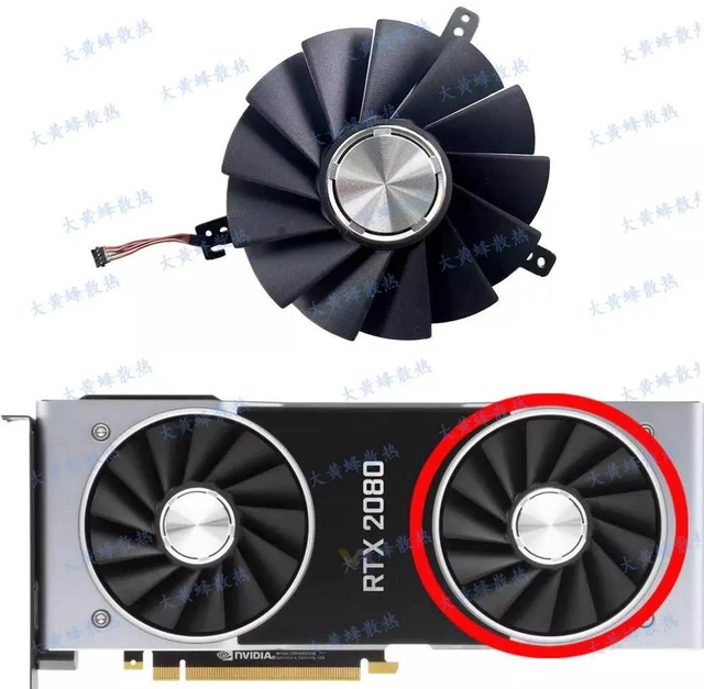 Main image of GPU Cooling Fan Replacement for RTX 2080, RTX 2080 Super, RTX 2080 Ti Super Graphics Card, DC 12V 90mm 4Pin PWM Gaming Video Card Cooler, Available in 1Pc or 2Pcs Pack for GPU Heat Dissipation
