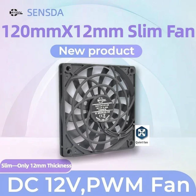 Alt view image 2 of 2 - 120mm 3-Pin PWM Cooling Fan, DC12V 0.20A 1400 RPM Ultra Thin Quiet Low Noise 12cm Computer Case Cooler, Brushless Axial Fan for PC Case, CPU Radiator, Small Chassis Heat Dissipation