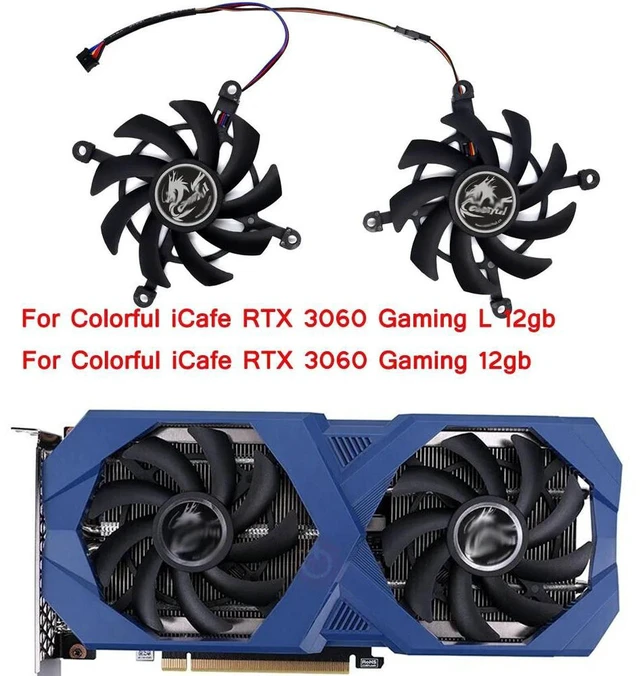 Alt view image 2 of 2 - Graphics Card Cooling Fan, GPU Cooler Replacement Fan for Colorful iCafe RTX 3060 L 12GB Video Card, 4-Pin PWM Graphics Card Radiator Fan for Gaming GPU Thermal Repair
