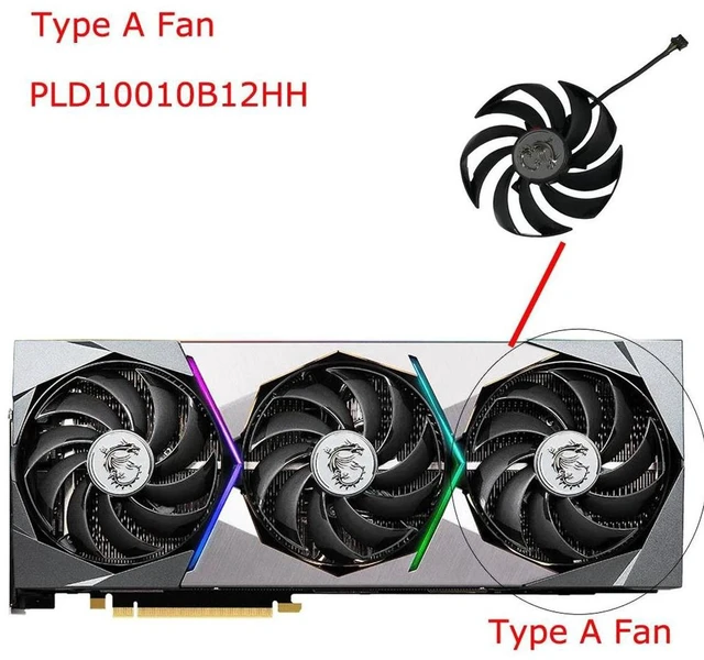 Main image of PLD10010B12HH GPU Cooling Fan, Single VGA Video Card Cooler Replacement Fan for RTX 3080 SUPRIM X 10G, RTX3080 RTX3090 RTX3090Ti 24G Graphics Card, 4-Pin PWM Gaming GPU Heat Dissipation Fan