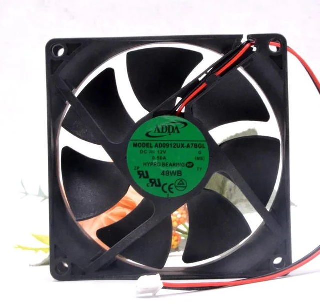 Alt view image 2 of 2 - AD0912UX-A7BGL 9225 9CM DC 12V 0.50A 2-Pin 2-Wire Cooling Fan, 92x92x25mm Brushless Axial Fan, Replacement CPU Case Fan for Computer Chassis Heat Dissipation