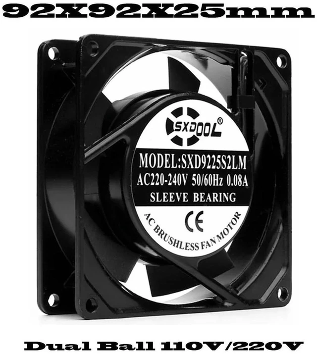 Main image of SXD9225 AC 220V Industrial Cabinet Cooling Fan, Dual Ball Bearings 2-Wire 92x92x25mm Axial Fan Replacement for Electrical Enclosure, Control Box and Server Cabinet Heat Dissipation