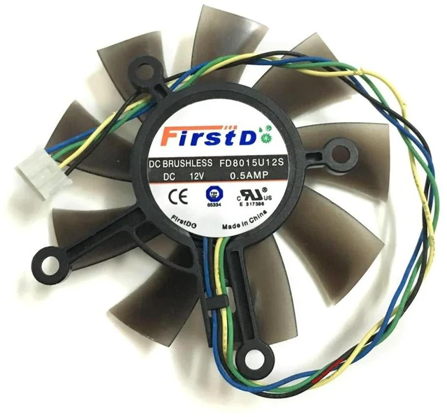 Main image of FD8015U12S GPU Cooler, 75mm Fan DC12V 0.5A Graphics Card Cooling Fan, Replacement VGA Fan Suitable for EAH5830, 8600, 9800, GTS450, GTS460, HD7850, GTX750, GTX750Ti Graphics Card Heat Dissipation