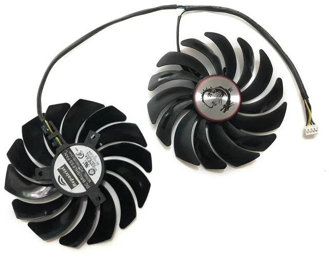Alt view image 2 of 2 - PLD10010B12HH GPU Cooling Fan 2 Units/Set, VGA Graphics Card Cooler Replacement Fan for GTX1080Ti, GTX1070Ti, RX580, RX480, RX570 Gaming Graphics Cards Heat Dissipation Repair