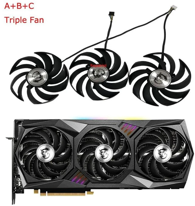 Main image of PLD09210B12HH / PLD09210S12HH VGA Graphics Card Cooling Fan, 3 Fans Set Replacement Cooler for RTX3070, RTX3080, RTX3090 TRIO and SUPRIM-X 8G Gaming Graphics Cards Heat Dissipation Repair