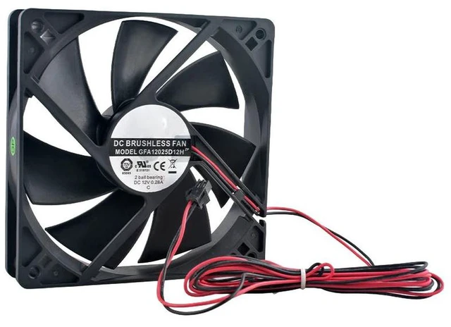 Alt view image 2 of 2 - GFA12025D12H 120mm High Speed Cooling Fan DC12V 0.28A 120x120x25mm Dual Ball Bearing Brushless Axial Fan for PC Case Power Supply Industrial Cabinet Ventilation