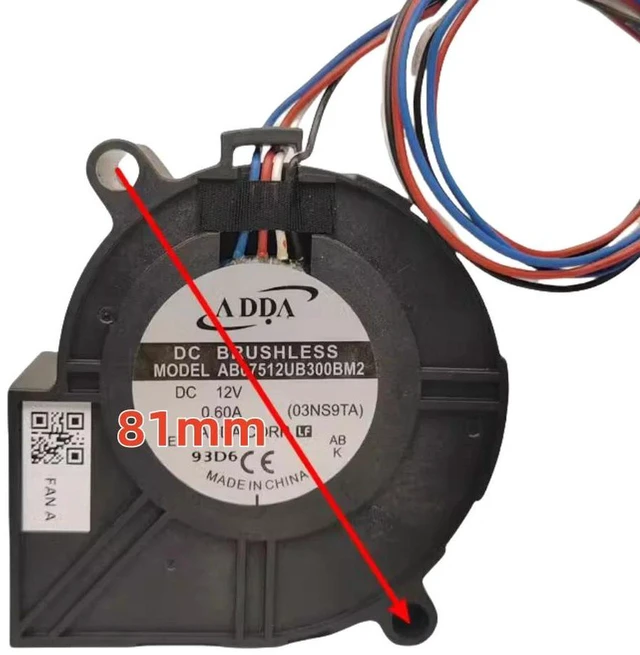 Alt view image 2 of 2 - AB07512UB300BM2 7530 Turbine Blower Fan 75x75x30mm DC12V 0.60A 4-Wire PWM Brushless Centrifugal Cooling Fan, High Static Pressure Replacement Blower for PC and Server Heat Dissipation