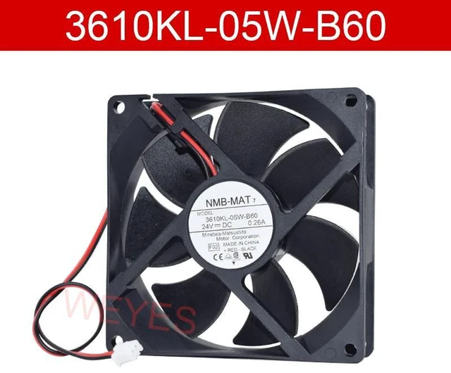 Alt view image 2 of 2 - 3610KL-05W-B60 9025 Axial Cooling Fan DC24V 0.26A 2-Pin 90x90x25mm 9CM Ball Bearing High Airflow Replacement Fan for Industrial Cabinet, Inverter, Equipment Ventilation Heat Dissipation
