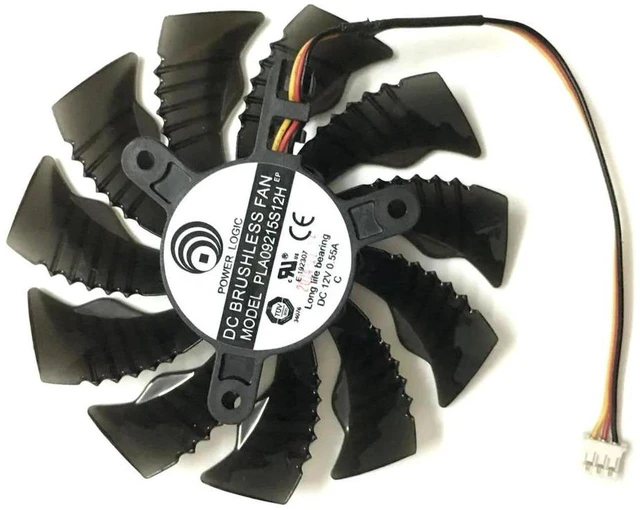 Main image of PLA09215S12H 3-Pin GPU VGA Graphics Card Cooling Fan, Replacement Cooler for GTX960, GTX970 MINI-ITX, R7 360 2GB Gaming Video Card, DC12V Fan for Graphics Card Heat Dissipation